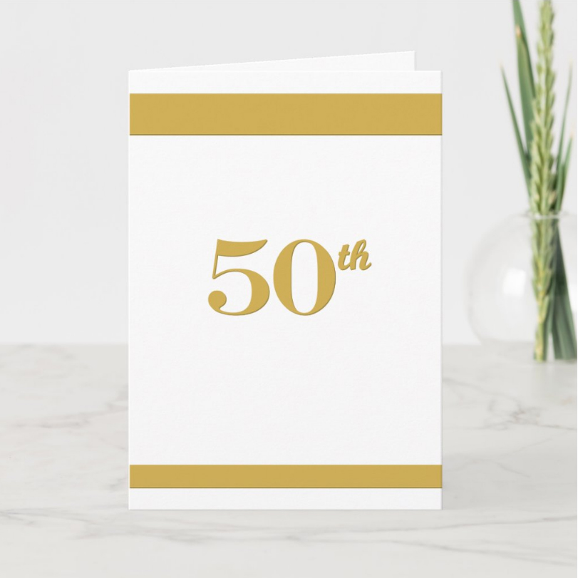 Image of customizable 50th anniversary/birthday invitations Available in online store at https://www.zazzle.com/store/mdillondesigns?rf=238795225182040756