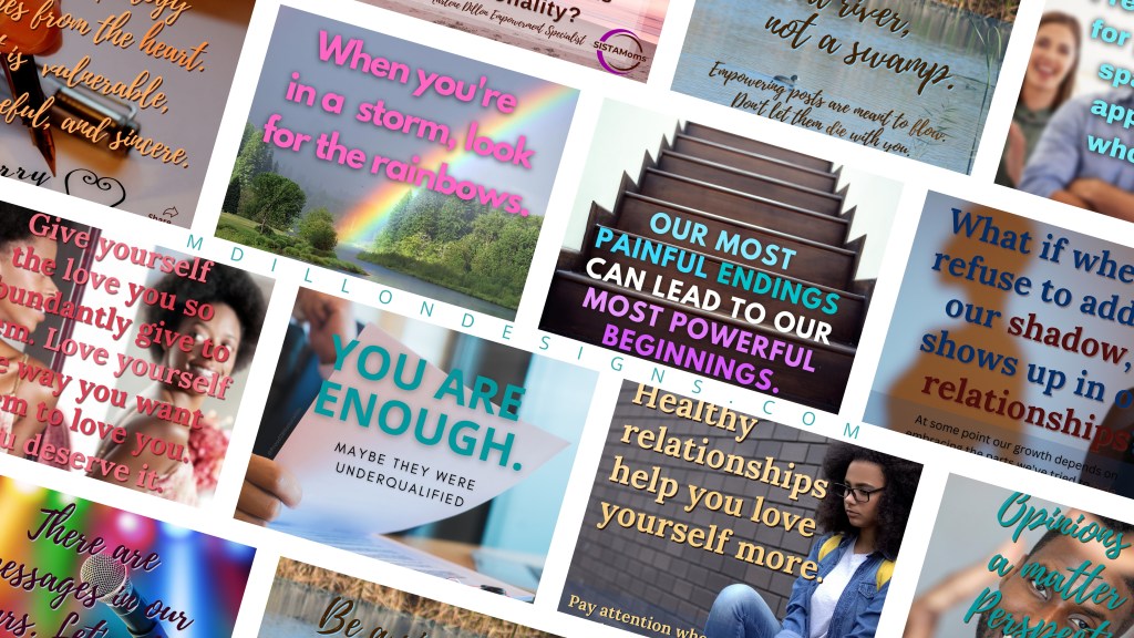 Image of a collage of various blog post memes from Marlene Dillon Empowerment Specialist